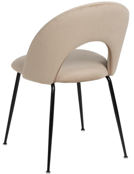 Chaise moderne arrondie Velours Beige Métal Noir Dorvia (Lot de 4) - 4