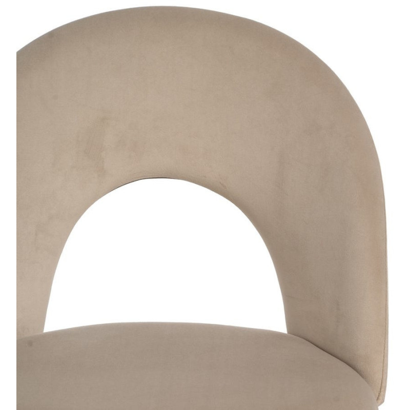 Chaise moderne arrondie Velours Beige Métal Noir Dorvia (Lot de 4) - 5