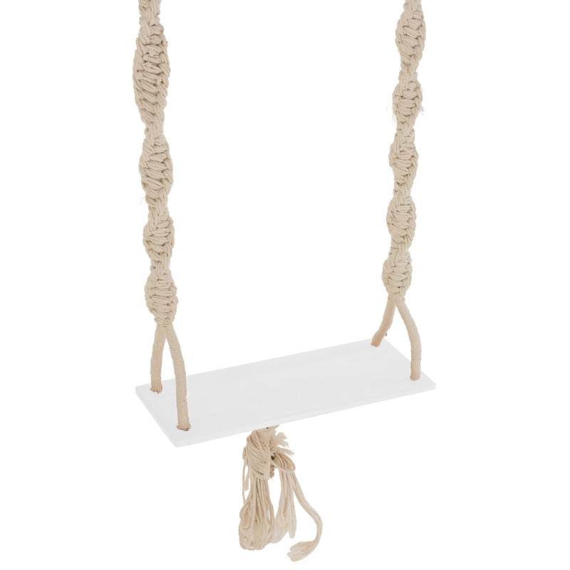 Balançoire déco bohème en bois et coton beige - 2