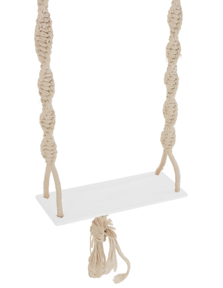 Balançoire déco bohème en bois et coton beige - 2