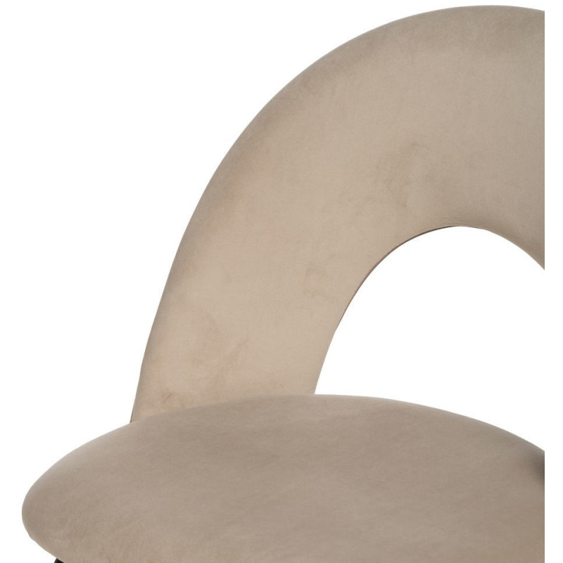 Chaise moderne arrondie Velours Beige Métal Noir Dorvia (Lot de 4) - 6