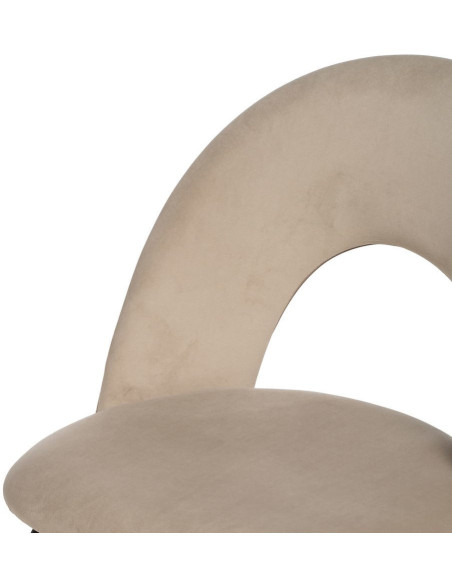Chaise moderne arrondie Velours Beige Métal Noir Dorvia (Lot de 4) - 6