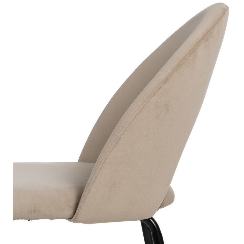 Chaise moderne arrondie Velours Beige Métal Noir Dorvia (Lot de 4) - 8