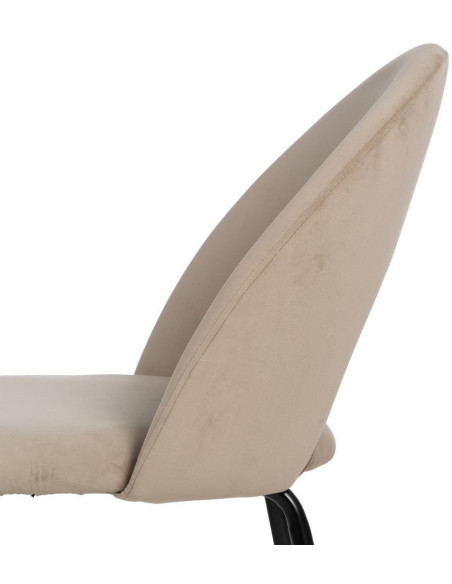 Chaise moderne arrondie Velours Beige Métal Noir Dorvia (Lot de 4) - 8