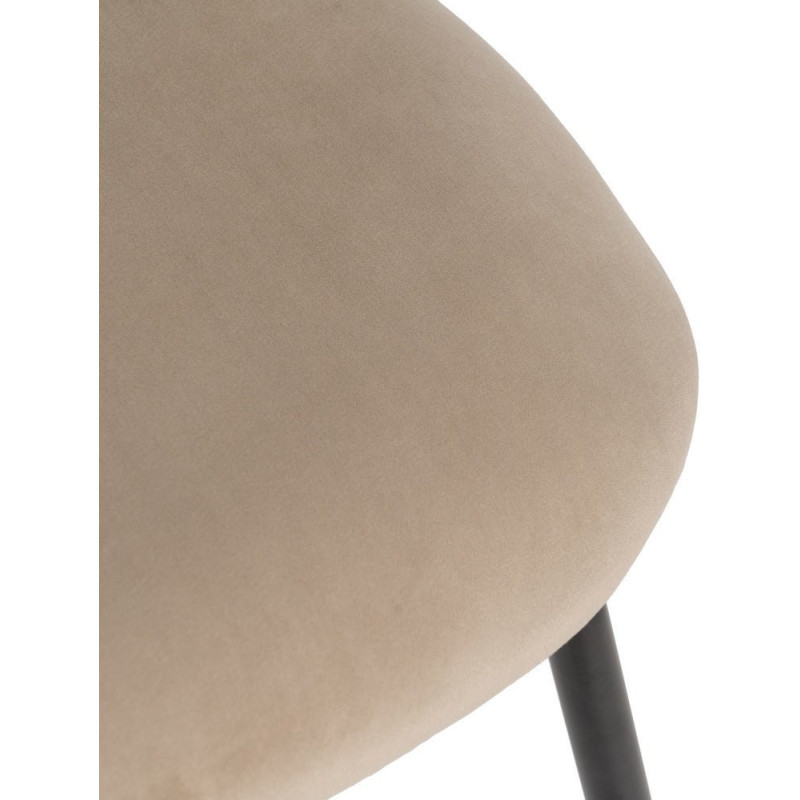 Chaise moderne arrondie Velours Beige Métal Noir Dorvia (Lot de 4) - 9