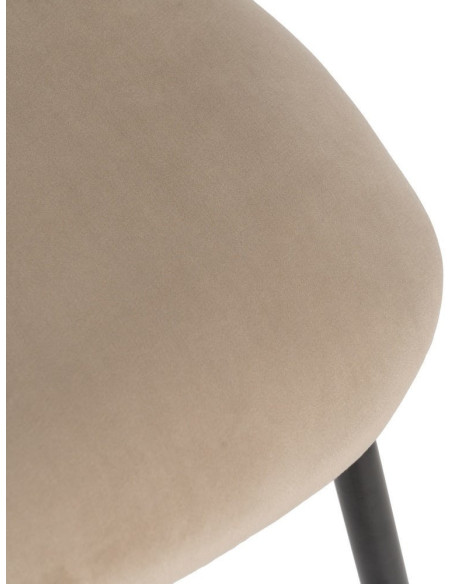 Chaise moderne arrondie Velours Beige Métal Noir Dorvia (Lot de 4) - 9