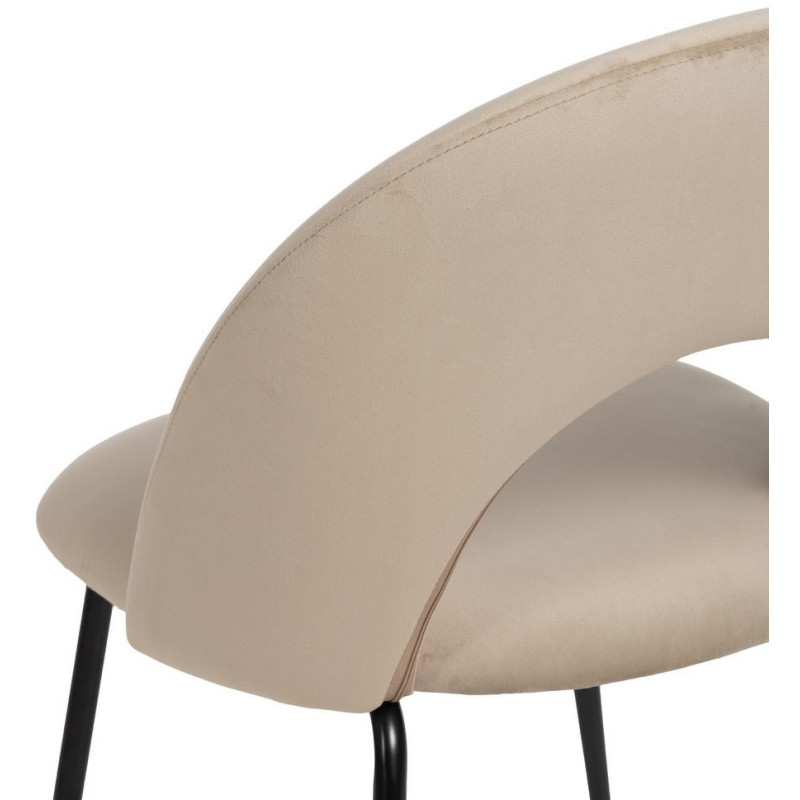Chaise moderne arrondie Velours Beige Métal Noir Dorvia (Lot de 4) - 10
