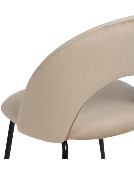 Chaise moderne arrondie Velours Beige Métal Noir Dorvia (Lot de 4) - 10