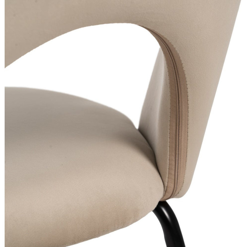 Chaise moderne arrondie Velours Beige Métal Noir Dorvia (Lot de 4) - 11