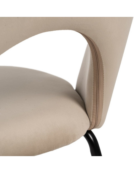 Chaise moderne arrondie Velours Beige Métal Noir Dorvia (Lot de 4) - 11