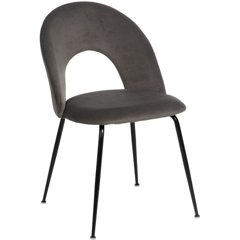 Chaise moderne arrondie Velours Taupe Métal Noir Dorvia (Lot de 4) - 1