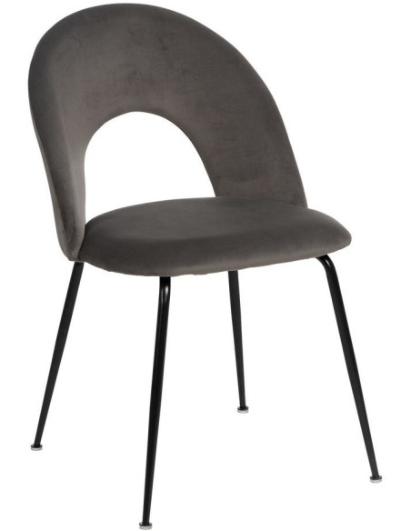 Chaise moderne arrondie Velours Taupe Métal Noir Dorvia (Lot de 4) - 1