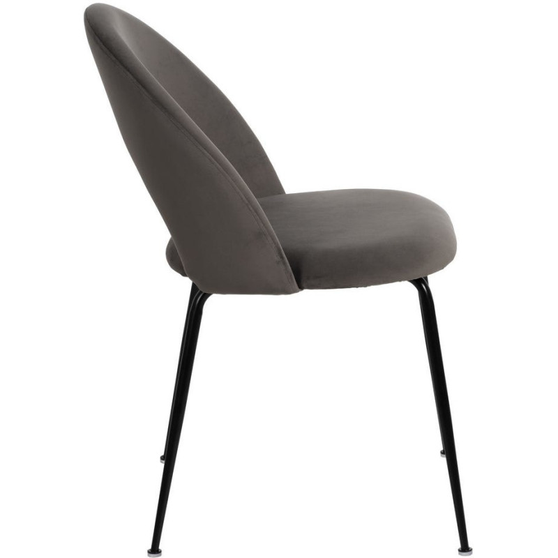 Chaise moderne arrondie Velours Taupe Métal Noir Dorvia (Lot de 4) - 3