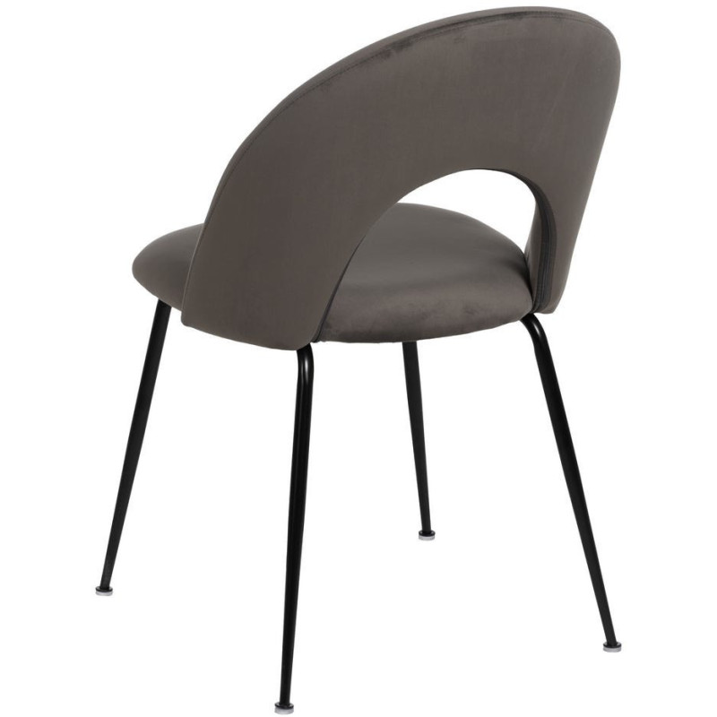 Chaise moderne arrondie Velours Taupe Métal Noir Dorvia (Lot de 4) - 4