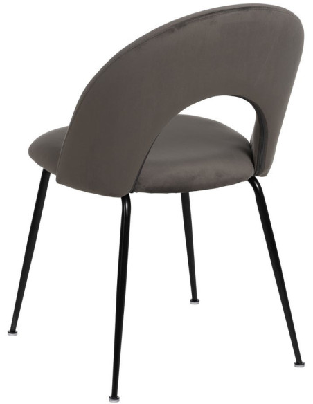 Chaise moderne arrondie Velours Taupe Métal Noir Dorvia (Lot de 4) - 4