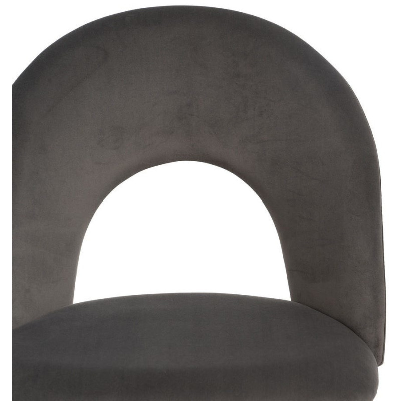 Chaise moderne arrondie Velours Taupe Métal Noir Dorvia (Lot de 4) - 5