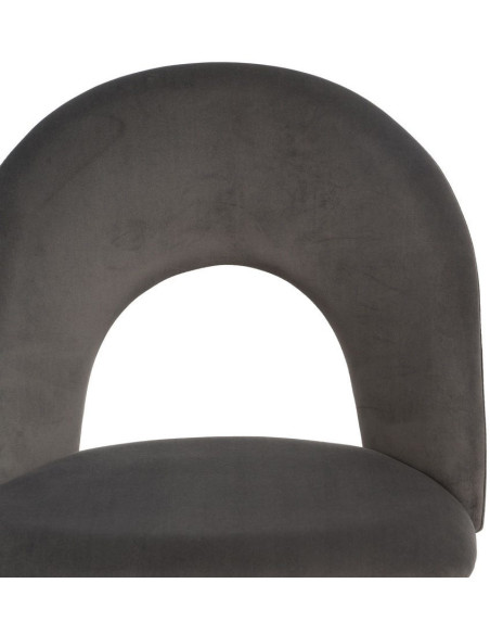 Chaise moderne arrondie Velours Taupe Métal Noir Dorvia (Lot de 4) - 5