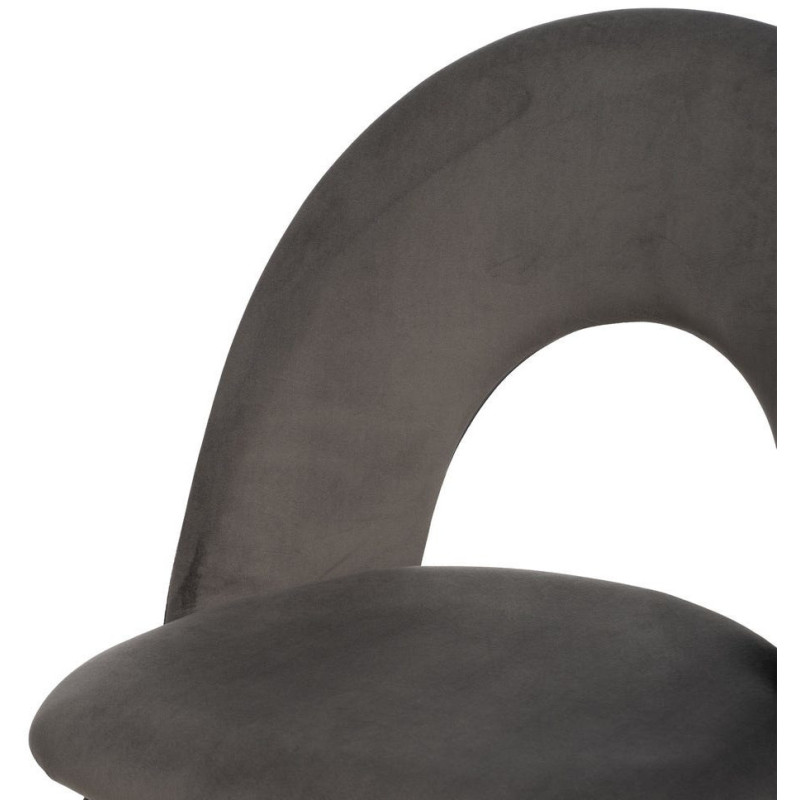 Chaise moderne arrondie Velours Taupe Métal Noir Dorvia (Lot de 4) - 6