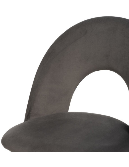 Chaise moderne arrondie Velours Taupe Métal Noir Dorvia (Lot de 4) - 6