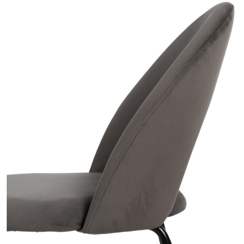 Chaise moderne arrondie Velours Taupe Métal Noir Dorvia (Lot de 4) - 8