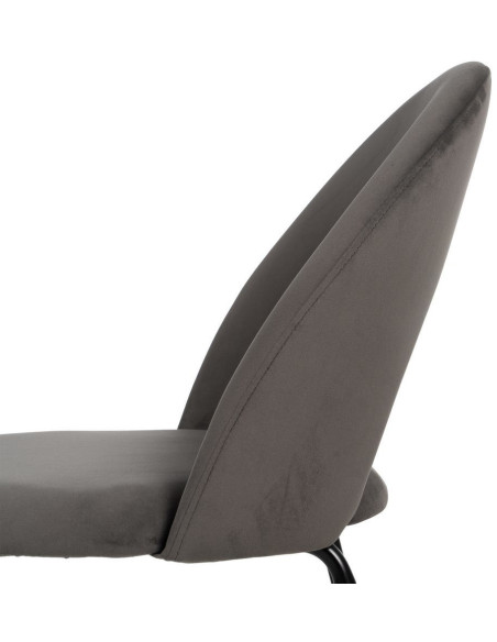 Chaise moderne arrondie Velours Taupe Métal Noir Dorvia (Lot de 4) - 8