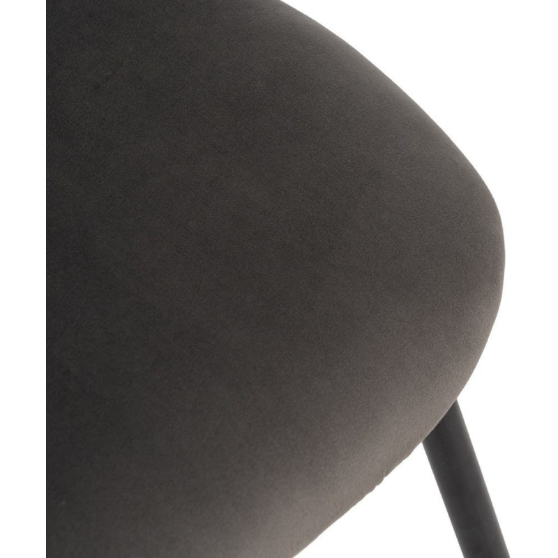 Chaise moderne arrondie Velours Taupe Métal Noir Dorvia (Lot de 4) - 9