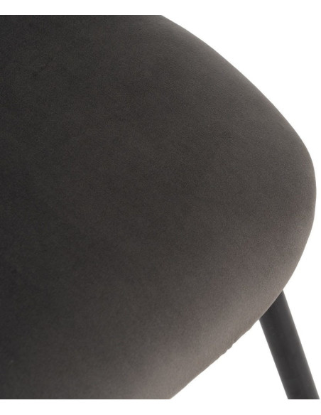 Chaise moderne arrondie Velours Taupe Métal Noir Dorvia (Lot de 4) - 9