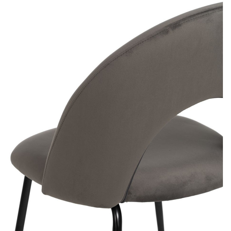 Chaise moderne arrondie Velours Taupe Métal Noir Dorvia (Lot de 4) - 10