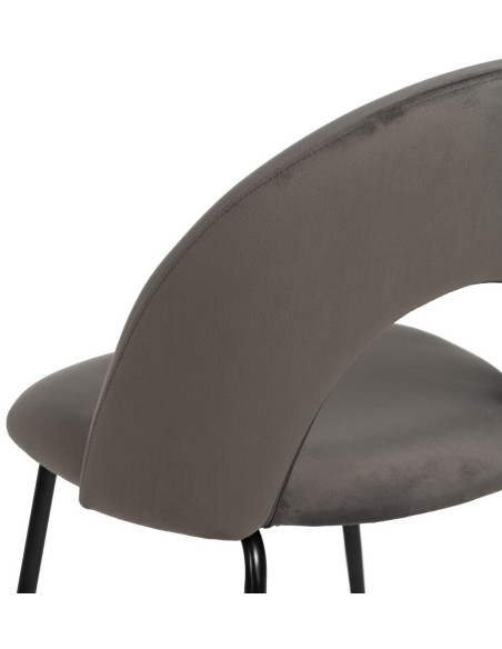 Chaise moderne arrondie Velours Taupe Métal Noir Dorvia (Lot de 4) - 10