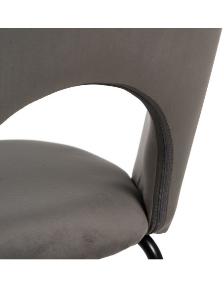 Chaise moderne arrondie Velours Taupe Métal Noir Dorvia (Lot de 4) - 11