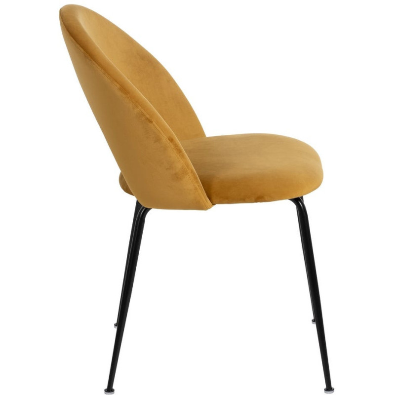 Chaise moderne arrondie Velours Ocre Métal Noir Dorvia (Lot de 4) - 3