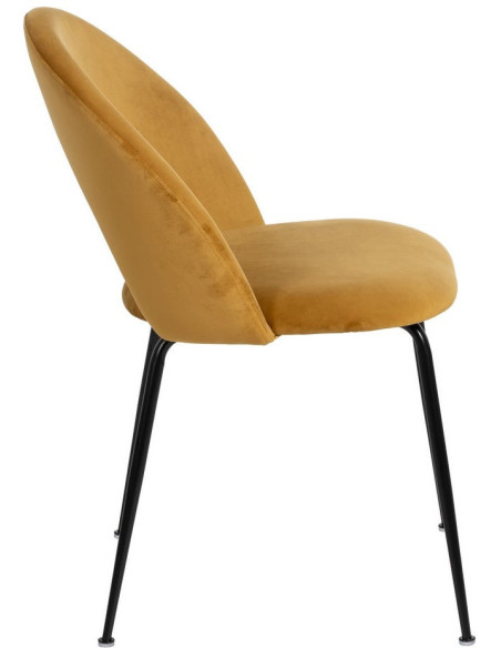 Chaise moderne arrondie Velours Ocre Métal Noir Dorvia (Lot de 4) - 3