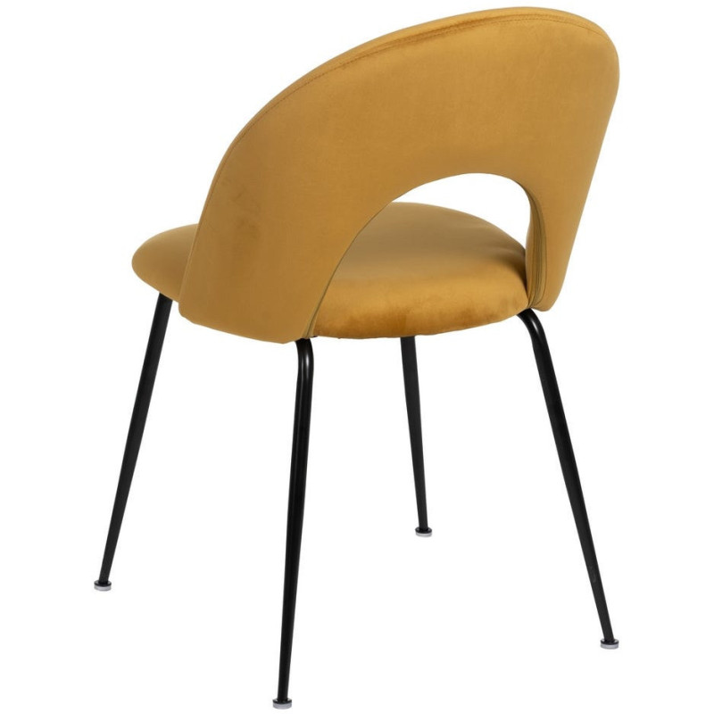 Chaise moderne arrondie Velours Ocre Métal Noir Dorvia (Lot de 4) - 4