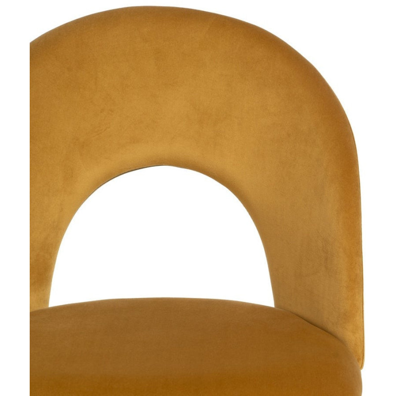 Chaise moderne arrondie Velours Ocre Métal Noir Dorvia (Lot de 4) - 5