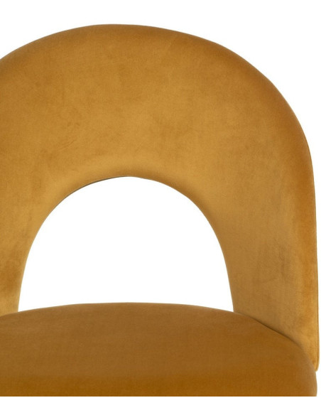 Chaise moderne arrondie Velours Ocre Métal Noir Dorvia (Lot de 4) - 5