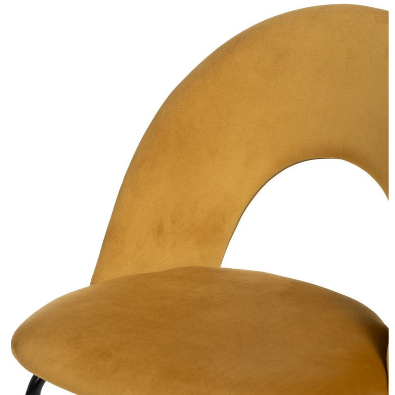 Chaise moderne arrondie Velours Ocre Métal Noir Dorvia (Lot de 4) - 6