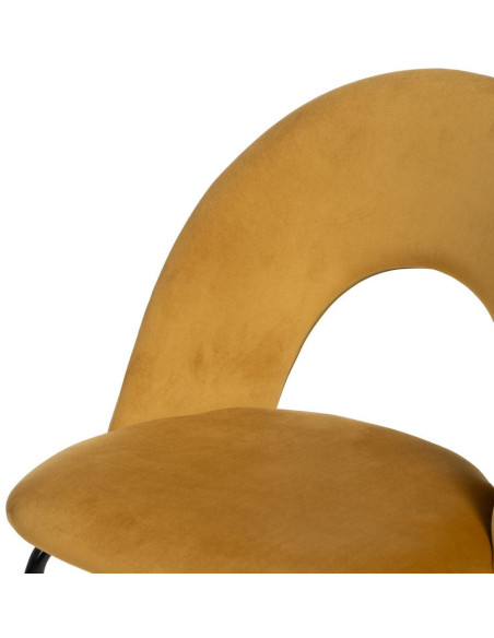 Chaise moderne arrondie Velours Ocre Métal Noir Dorvia (Lot de 4) - 6