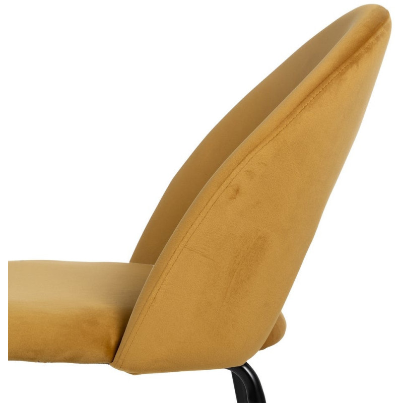 Chaise moderne arrondie Velours Ocre Métal Noir Dorvia (Lot de 4) - 8