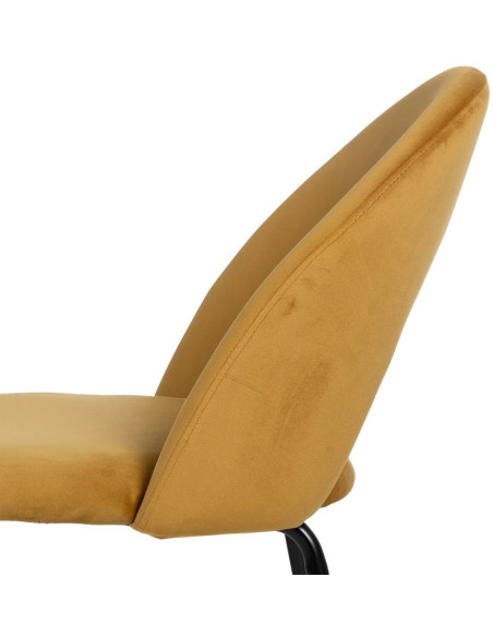 Chaise moderne arrondie Velours Ocre Métal Noir Dorvia (Lot de 4) - 8