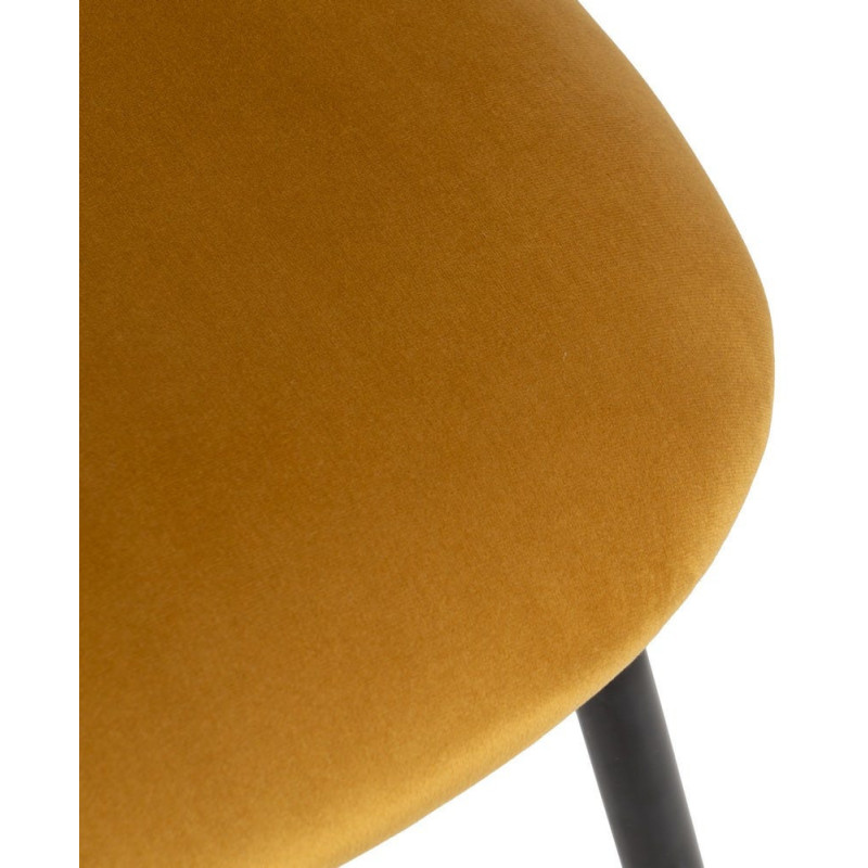 Chaise moderne arrondie Velours Ocre Métal Noir Dorvia (Lot de 4) - 9