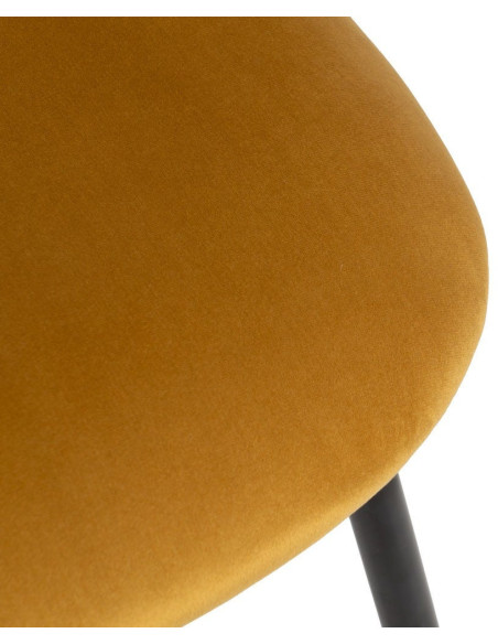 Chaise moderne arrondie Velours Ocre Métal Noir Dorvia (Lot de 4) - 9
