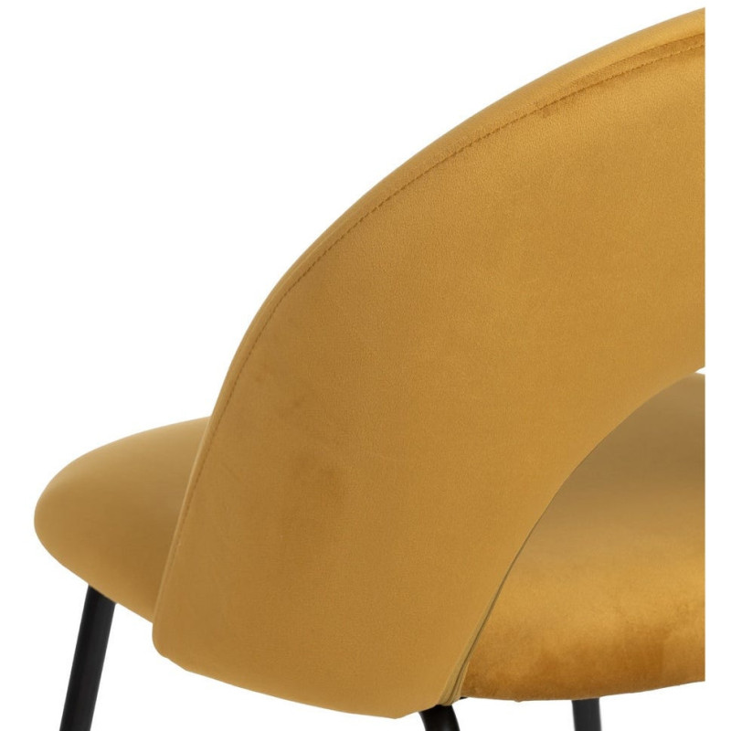 Chaise moderne arrondie Velours Ocre Métal Noir Dorvia (Lot de 4) - 10