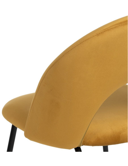 Chaise moderne arrondie Velours Ocre Métal Noir Dorvia (Lot de 4) - 10