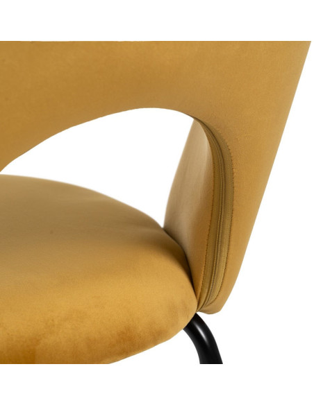 Chaise moderne arrondie Velours Ocre Métal Noir Dorvia (Lot de 4) - 11