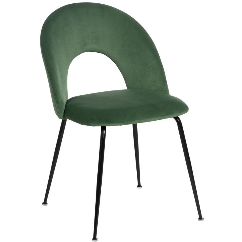 Chaise moderne arrondie Velours Vert Métal Noir Dorvia (Lot de 4) - 1