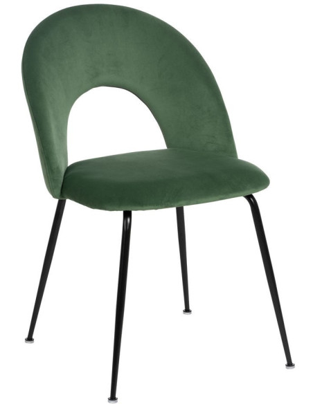 Chaise moderne arrondie Velours Vert Métal Noir Dorvia (Lot de 4) - 1