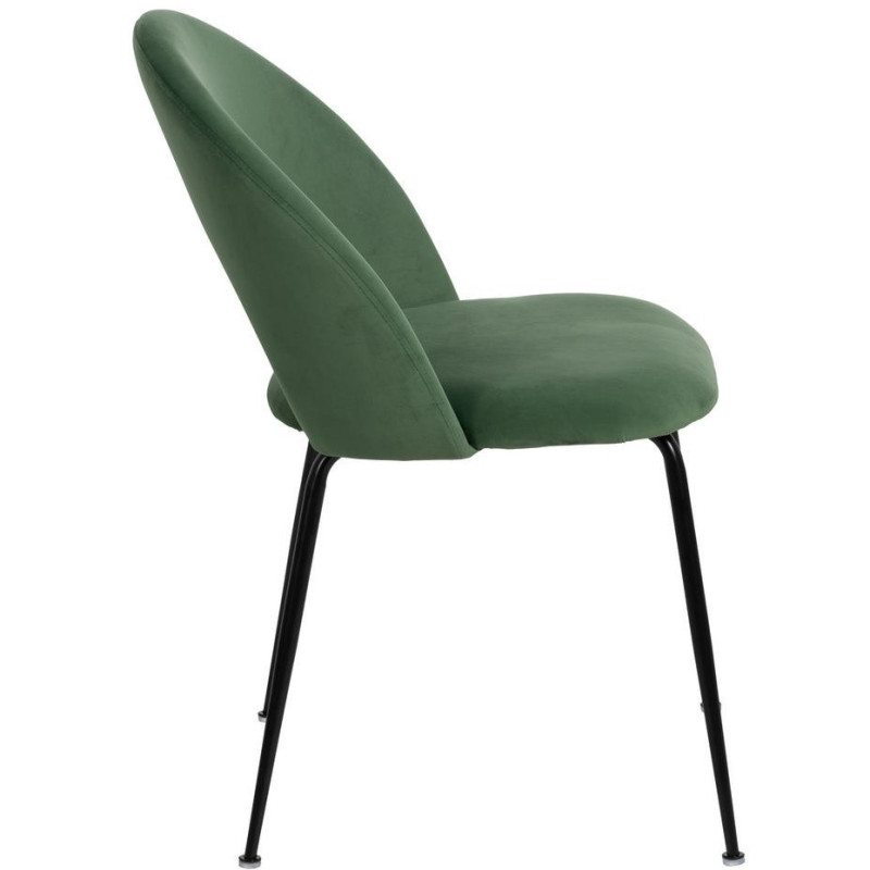Chaise moderne arrondie Velours Vert Métal Noir Dorvia (Lot de 4) - 3