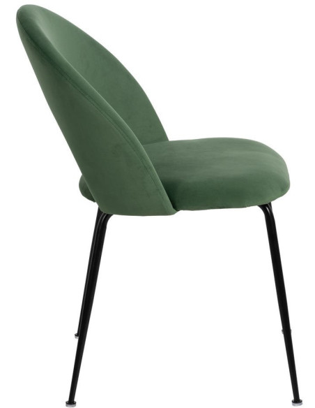 Chaise moderne arrondie Velours Vert Métal Noir Dorvia (Lot de 4) - 3
