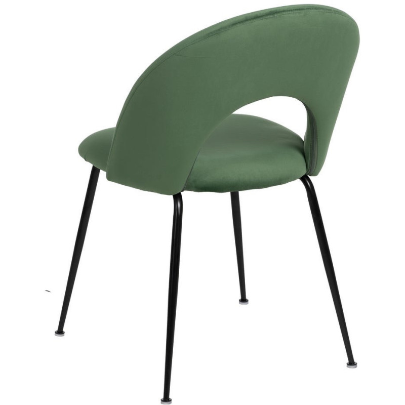 Chaise moderne arrondie Velours Vert Métal Noir Dorvia (Lot de 4) - 4