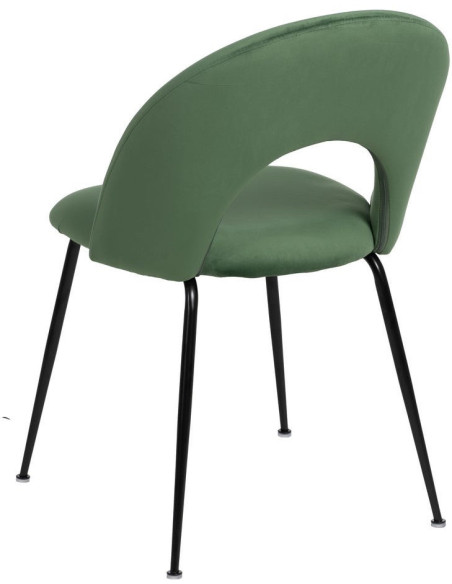 Chaise moderne arrondie Velours Vert Métal Noir Dorvia (Lot de 4) - 4